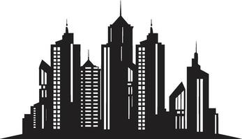 Wolkenkratzer Stadt Aussicht skizzieren mehrstöckig Gebäude im Vektor Symbol Innenstadt Turm Silhouette mehrstöckig Stadtbild Vektor Logo