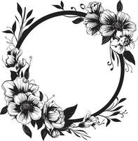 skulpterad blomma gräns dekorativ svart logotyp gotik blommig innesluta svart ram emblem vektor