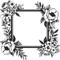 viskande blomma ram dekorativ svart emblem kunglig blommig omringa svart ram logotyp vektor
