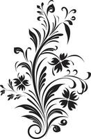 noir Blumen- Ornament Hand gerendert schwarz Logo Symbol wunderlich noir blüht Hand gezeichnet Vektor Emblem