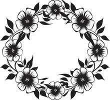 anspruchsvoll Rahmen gedeihen dekorativ schwarz Symbol strahlend Blumen- umgeben schwarz Vektor Rahmen