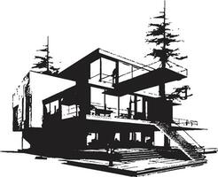 sofistikerad levande symbol modern hus aning vektor ikon samtida boning mark eleganta hus design vektor ikon