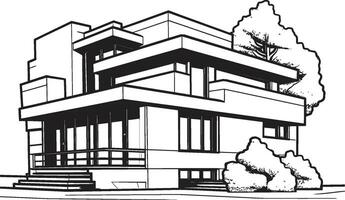 doppelt Domizil skizzieren Vektor Logo zum Duplex Design Dual Niveau Zuhause Vision Duplex Haus skizzieren im Vektor Symbol