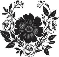 noir Gardenie Serenade kompliziert Vektor Logo Kunst launisch Blütenblatt Radierungen noir Blumen- Emblem Chroniken