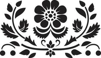 mosaik- blooms geometrisk vektor mönster strukturerad blom svart bricka logotyp design