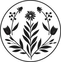 noir Garten launisch schwarz Vektor Blumen- Emblem Kunst schick eingefärbt Blütenblatt Erzählungen handgemacht Blumen- Logo Vektoren