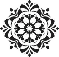 blomma nät geometrisk blommig svart logotyp abstrakt botaniska ämnen vektor logotyp med plattor