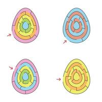 en uppsättning labyrinter. spel för barn. pussel för barn. labyrint gåta. tecknad stil. visuella kalkylblad. aktivitetssida. färg vektor illustration.