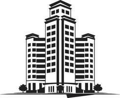 stadens centrum väsen höjder flera våningar stadsbild vektor ikon stadslinje förundras elevation multifloral byggnad i vektor logotyp