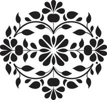 gemustert Garten schwarz Vektor Fliese Symbol geometrisch Blütenblatt Design Blumen- Vektor Logo