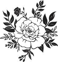 handwerklich eingefärbt Orchideen Hand gezeichnet schwarz Logo Vektoren noir blühen Sonate Jahrgang Blumen- ikonisch Design
