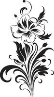 noir blomma elegans inbjudan kort dekorativ grafik eterisk inked botaniska ämnen svart vektor emblem dekor