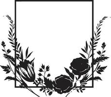 enkel noir blommig sammansättning handgjord vektor ikon chic hand återges blom minimalistisk svart emblem
