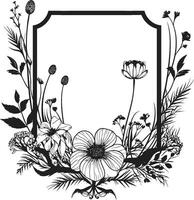 chic blommig skisser svart ikoniska logotyp element rena vektor botaniska ämnen hand dragen emblem