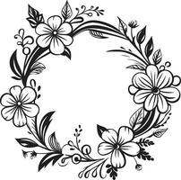 abstrakt bröllop blomma svart konstnärlig emblem elegant bröllop krans konstnärlig vektor ikon design