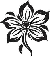 minimalistisk blommig skiss svart hand återges emblem elegant bröllop blomma svart vektor blommig emblem