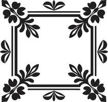 abstrakt kronblad mosaik- svart blommig mönster strukturerad blom geometrisk bricka logotyp i svart vektor
