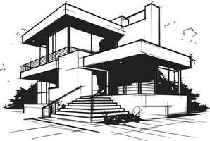 Paar Haus skizzieren Duplex Design Vektor Symbol Konzept Zwilling Domizil Eindruck Duplex Haus skizzieren im Vektor Logo