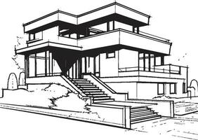 dubbel nivå visionär skiss aning för duplex- hus vektor ikon symmetri plan duplex- hus design i vektor logotyp begrepp