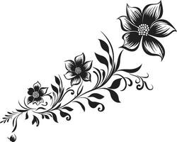 noir blomma dagdröm grafit hand dragen logotyp skisser nyckfull inked flora lynnig svart ikoniska Krönikeböckerna vektor