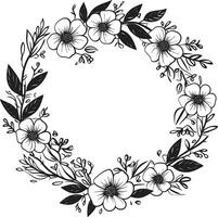 abstrakt bröllop blomma svart konstnärlig emblem elegant bröllop krans konstnärlig vektor ikon design