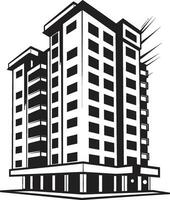 Stadtlinie Wunder Elevation mehrblumig Gebäude im Vektor Logo Metropolitan- Visionen Tapisserie mehrstöckig städtisch Vektor Symbol