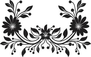 blommig tiling harmoni svart vektor ikon mosaik- botanik geometrisk blommig logotyp