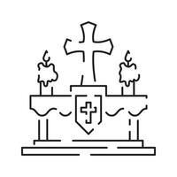 Christentum Linie Symbol. Vektor Religion verbunden Symbole. Bibel, Kirche und Kreuz oder Jesus.