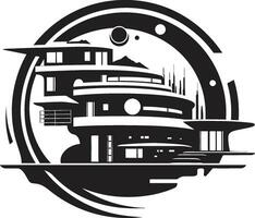 modernistisch Aufenthalt Symbol futuristisch Haus Vektor Emblem Techno Wohnung Kennzeichen Haus Design im Vektor Logo