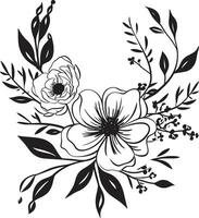 noir Blumen- Träumereien handgemacht schwarz Logo Symbole elegant eingefärbt Blütenblatt Odyssee Hand gezeichnet noir Logos vektor