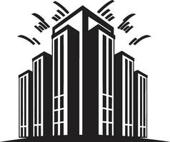urban skylinescape multiflore byggnad i vektor logotyp stadslinje vista flera våningar stadsbild emblem i vektor