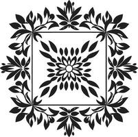 symmetrisk blom geometrisk bricka blommig emblem elegant mönster svart blommig vektor logotyp