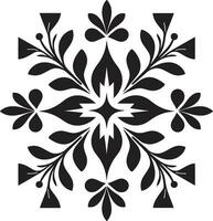 strukturiert Blumen schwarz Vektor Symbol Design Mosaik Garten geometrisch Blumen- Fliese Logo