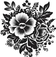 gotisch Blumen- Medley dekorativ schwarz Symbol harmonisch Strauß Verschmelzung schwarz Vektor Design