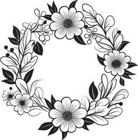 modern Hochzeit Strauß schwarz Blumen- Symbol Design künstlerisch Kranz Detail elegant Vektor Logo Element