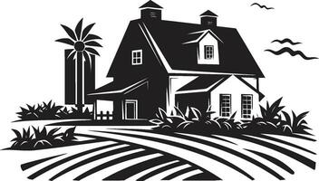 rustik bruka boning mark jordbrukare hus vektor logotyp lantlig bostad intryck bondgård design i vektor ikon
