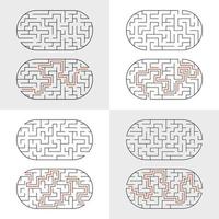 eine Reihe von Labyrinthen. Spiel für Kinder. Puzzle für Kinder. Labyrinth Rätsel. flache Vektorillustration. vektor