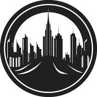 Innenstadt mehrstöckig Eindruck mehrstöckig Vektor Logo Design Stadtlinie Wolkenkratzer Silhouette städtisch Gebäude im Vektor Symbol