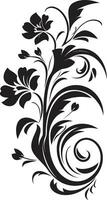 schick botanisch Wesen schwarz Vektor Emblem wunderlich Blumen- Feinheiten Hand gezeichnet ikonisch Emblem