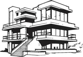tri spira majestät ikon av arkitektonisk prakt i vektor konst trippel- horisont emblem symbolisk vektor av bostads- charm