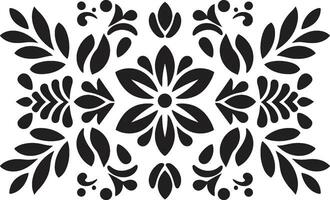 strukturiert Botanicals schwarz Fliese Blumen- Design Blumen- Gitterwerk geometrisch Vektor Fliese Logo