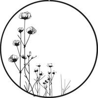 anspruchsvoll Blumen- Abstraktion minimalistisch Logo Symbol anmutig Hand gezeichnet Reben schwarz Vektor Emblem