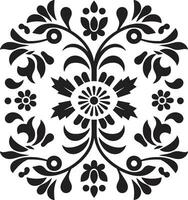gefliest Botanicals schwarz Vektor Blumen- Logo blühen Muster geometrisch Fliese Symbol Design