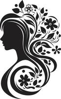 konstnärlig kronblad skönhet svart blommig ansikte ikon minimalistisk blommig profil vektor kvinna emblem