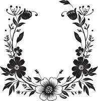 harmonisch Rahmen gedeihen schwarz Rahmen Logo elegant blühen umhüllen dekorativ schwarz Symbol vektor