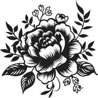künstlerisch noir Garten wirbeln elegant Vektor Logo Kunst noir blühen Radierungen launisch Blumen- Emblem Chroniken