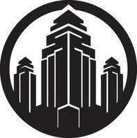 stadens centrum höjder illustration flera våningar byggnad i vektor ikon urban torn emblem flera våningar stadsbild vektor logotyp
