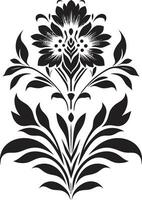 geometrisk blomma svart bricka design logotyp abstrakt blommig rutnät geometrisk vektor emblem