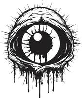 dämonisch Zombie Auge gruselig schwarz Symbol chillen Untote Sicht schwarz Zombie Auge Logo vektor