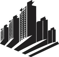 Stadtlinie Wolkenkratzer Elevation mehrstöckig Vektor Logo Design Horizont mehrstöckig Silhouette städtisch Gebäude im Vektor Symbol Design